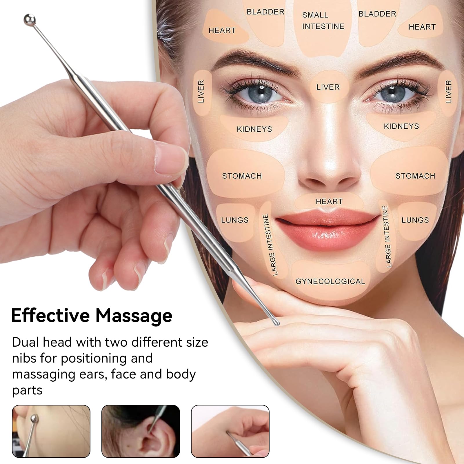 Agatige dual head ear acupressure tool for gentle stimulation