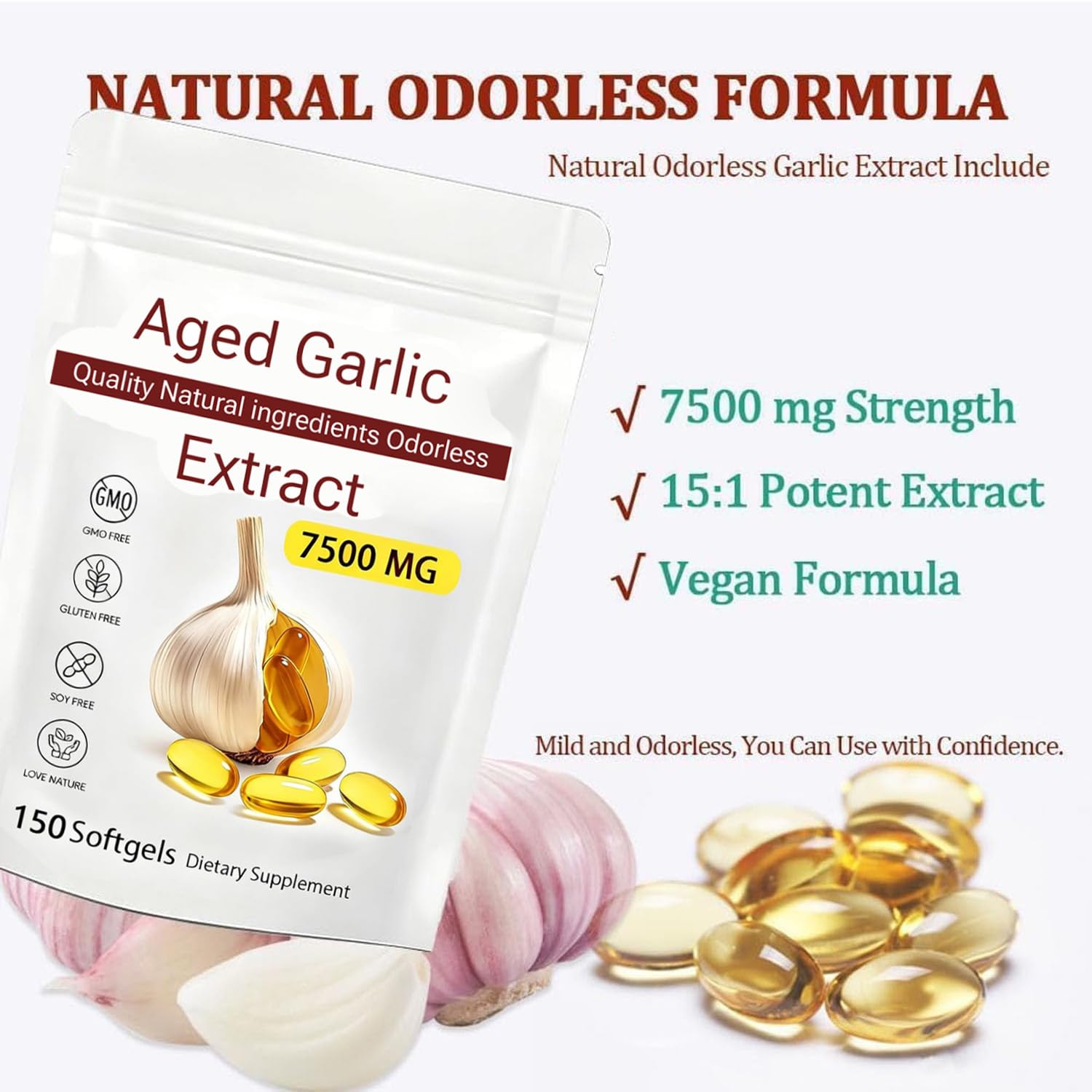 Aged Garlic Extract capsules ready to swallow with reduced odor.