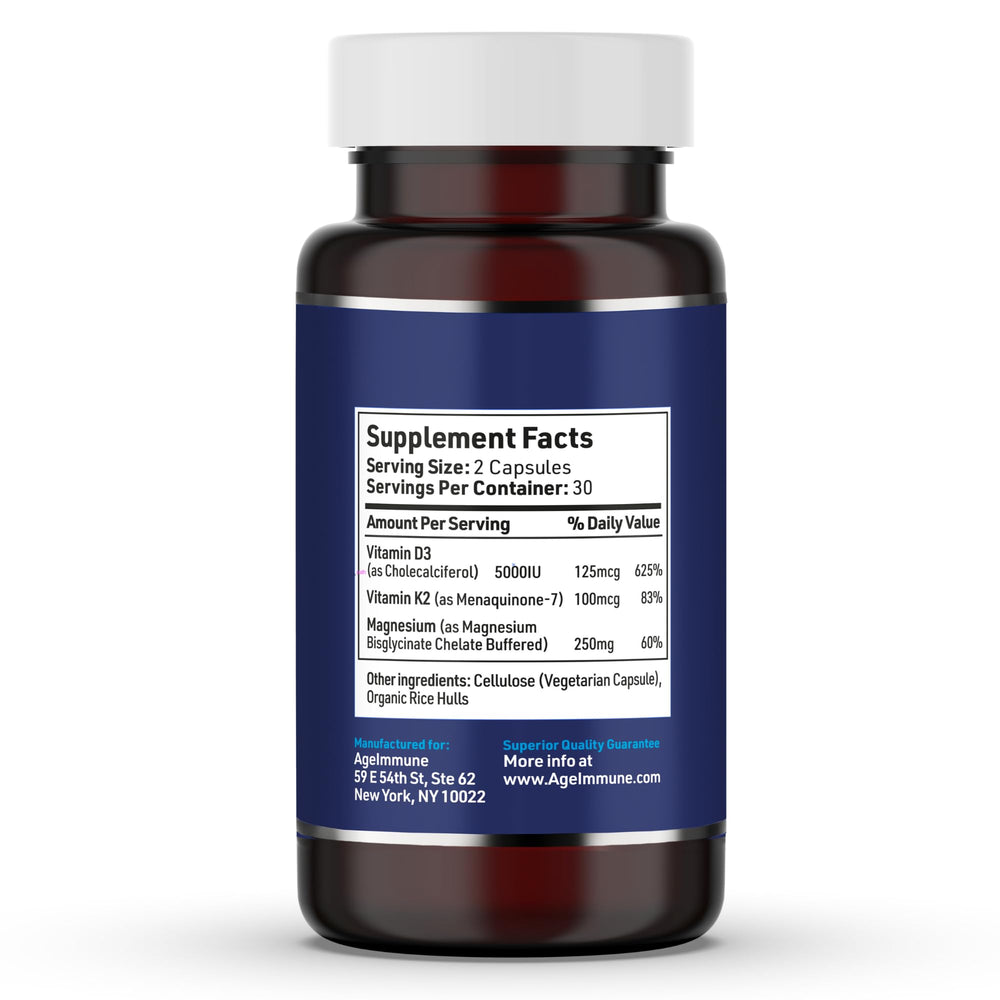 AgeImmune Brilliant D3+ capsules arranged for easy daily intake and absorption.