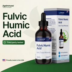 AgeImmune Fulvic Humic colorless liquid quickly dissolves with no residue.