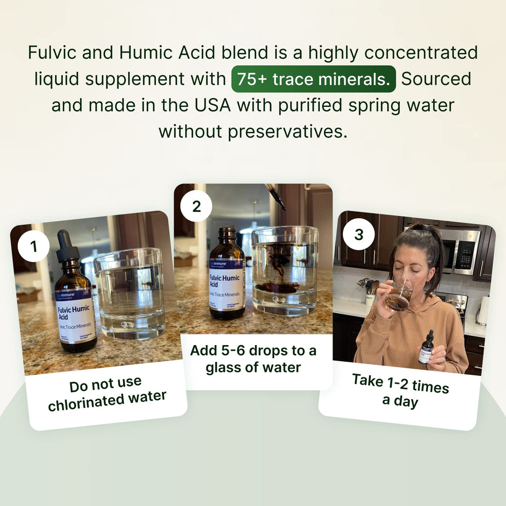 AgeImmune Fulvic Humic Mineral Concentrate provides 75+ ionic minerals for daily balance.