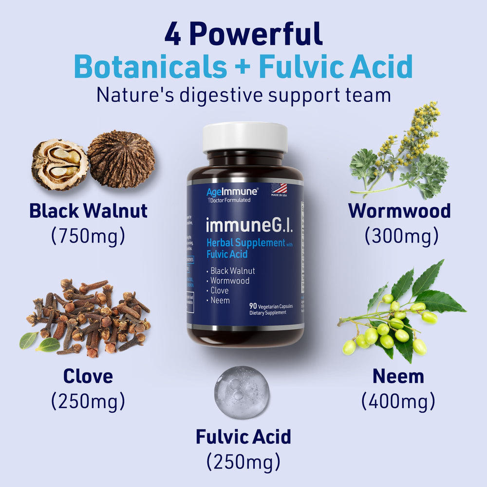 AgeImmune ImmuneG.I. wormwood leaf highlights botanical cleanse ingredients