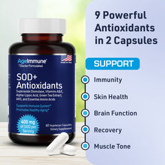 Vegan label on AgeImmune SOD Antioxidants, indicating allergen-conscious formula.