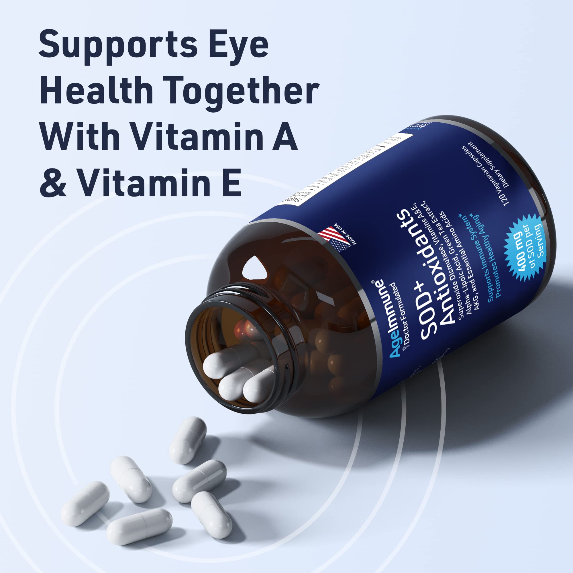 AgeImmune vegan formula label showing allergen-free ingredients.