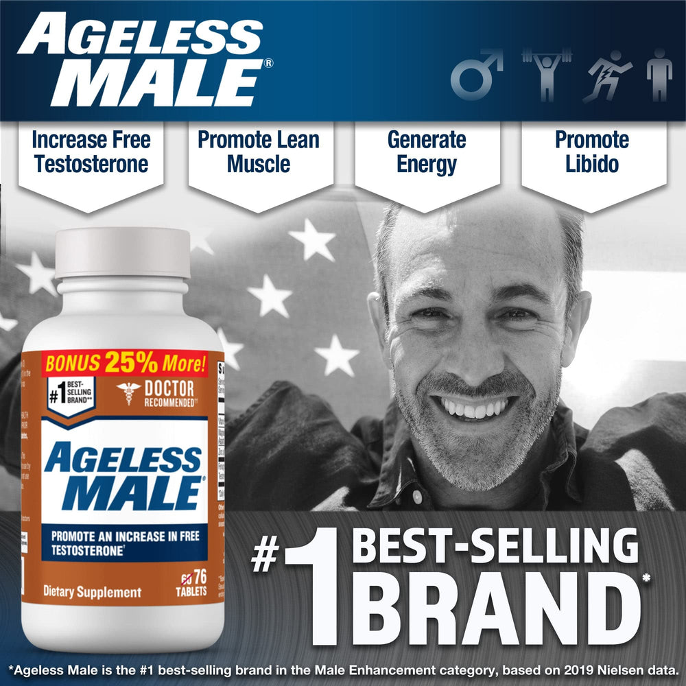 Ageless Male capsules on hand illustrate convenient daily use