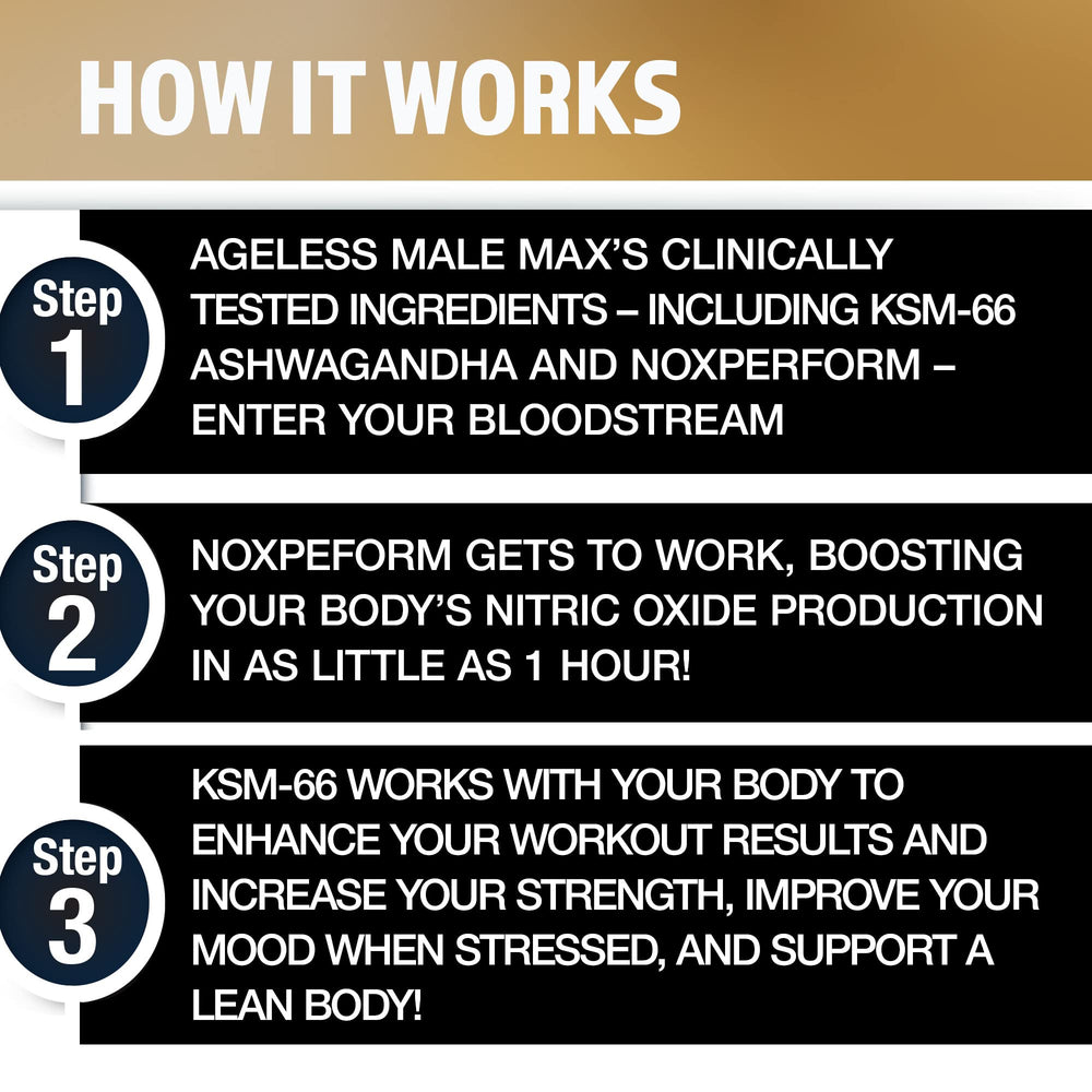 Active man using Ageless Male Max during a workout for potential performance support.