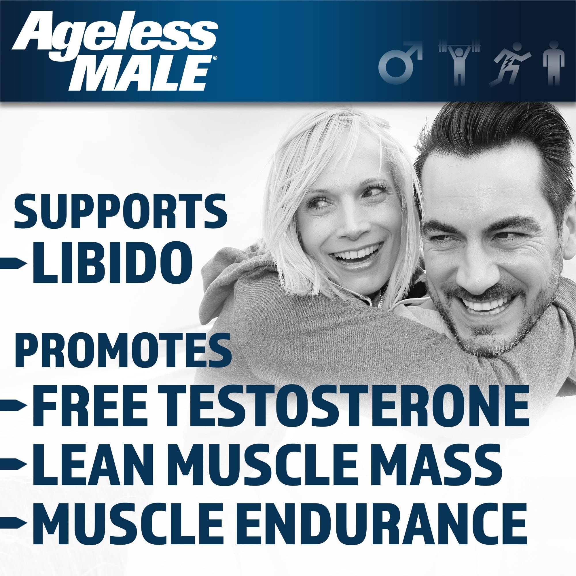 Ageless Male packaging front emphasizes doctor recommended, safe daily use