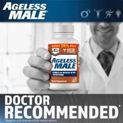 Ageless Male tablets closeup highlights natural ingredients for strength