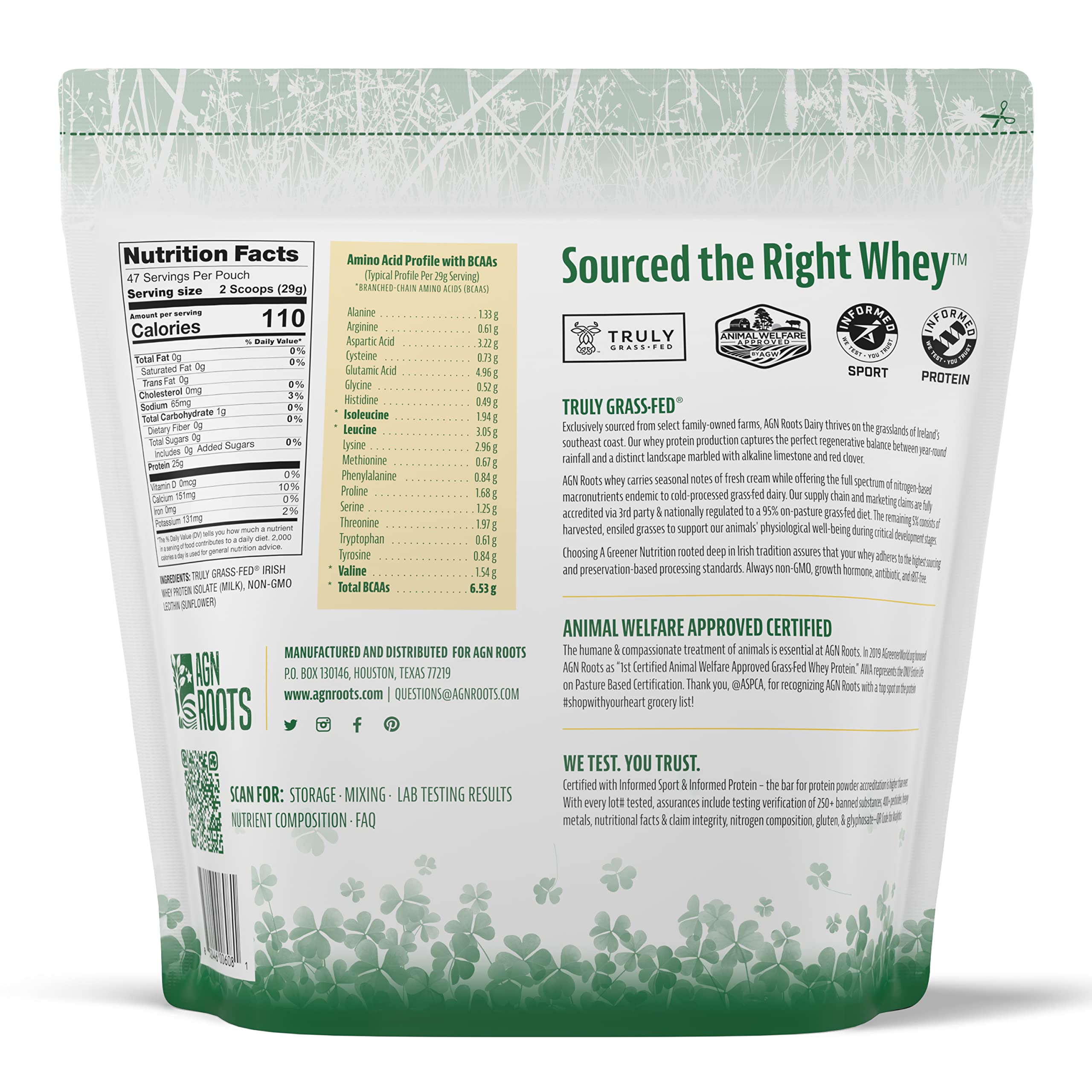AGN Roots Grass-Fed Whey Isolate powder closeup ideal for smoothies and shakes