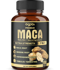 Agobi 7in1 maca root capsules packshot for daily energy and balance.
