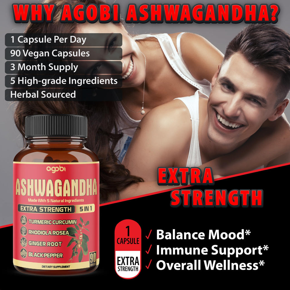 Agobi bottle with black pepper icon indicating enhanced absorption.