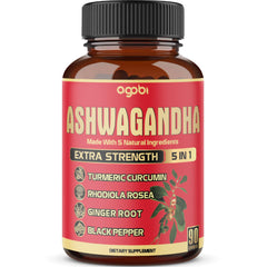 Agobi Ashwagandha bottle with 90 capsules ready for daily wellness.