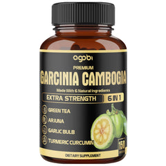 Agobi Garcinia Cambogia bottle front highlights a vegan daily wellness supplement