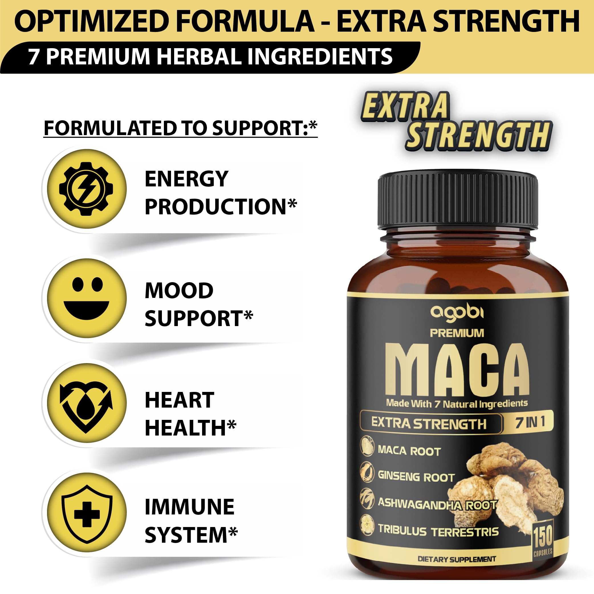 Agobi ginseng-tribulus-shilajit capsules image suggests versatile energy for active days.