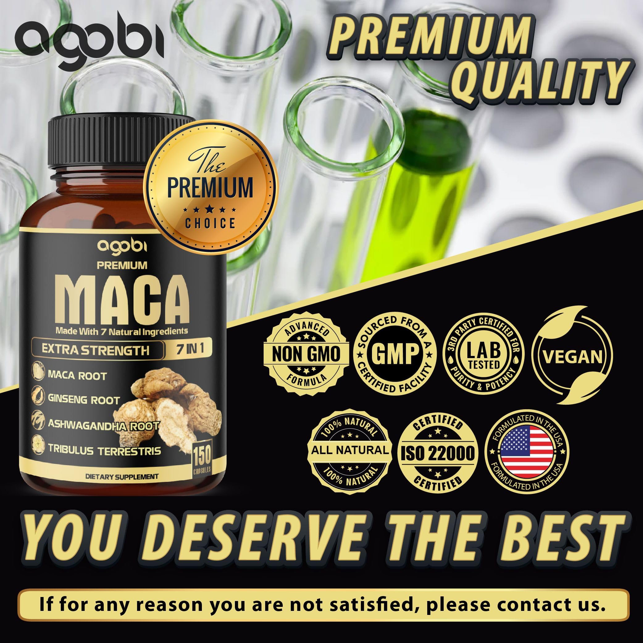 Agobi immune-support maca capsule arrangement highlights wellness-friendly supplementation.