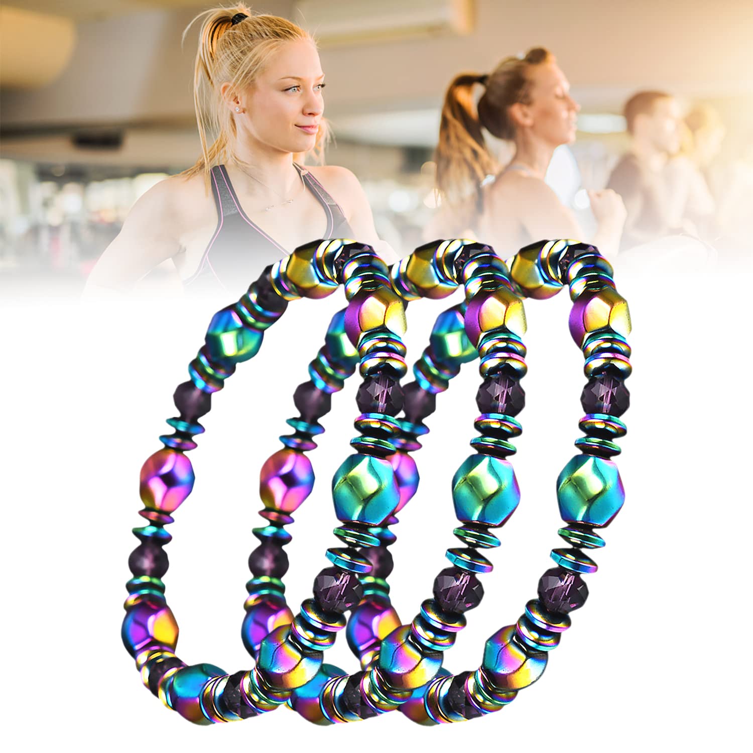 AGSIXZLAN magnetic hematite beads close-up highlighting a fashionable wellness accessory for balance and vitality.