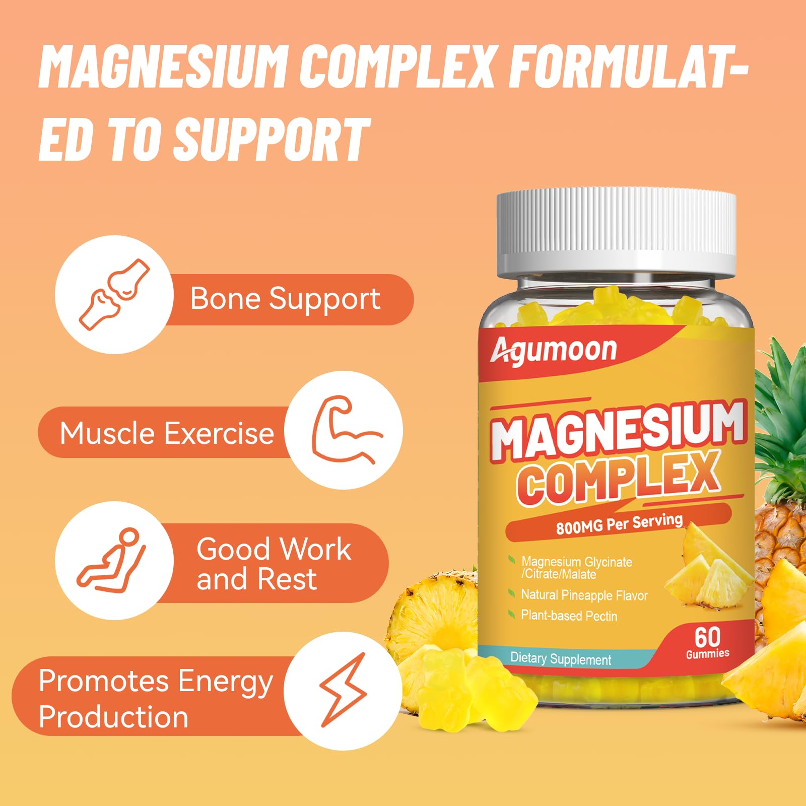 Agumoon Magnesium Complex Gummies GMP facility badge, confidence in safety.