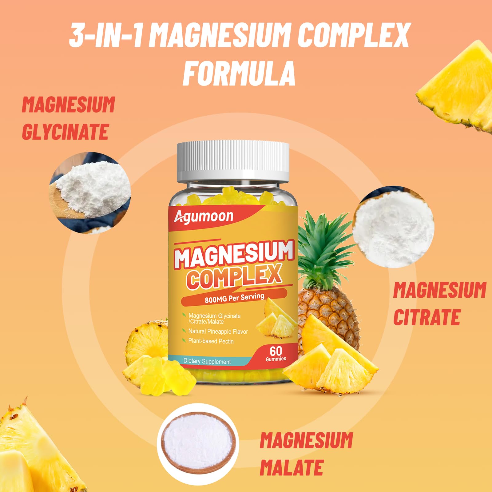 Agumoon Magnesium Complex Gummies two chews, easy daily ritual.
