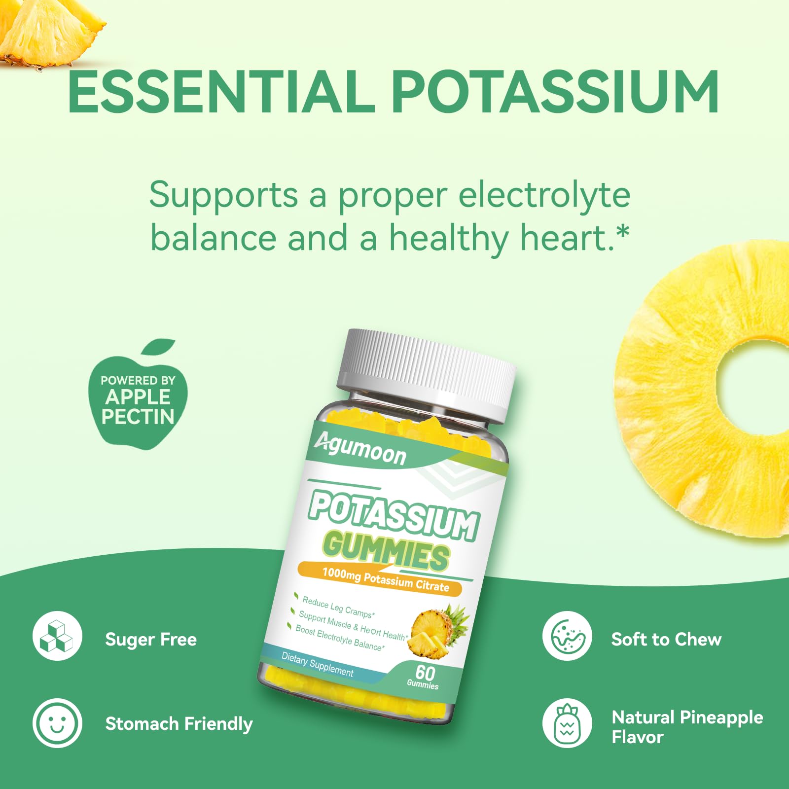 Agumoon potassium gummies sport-use bottle showcases electrolyte balance support.