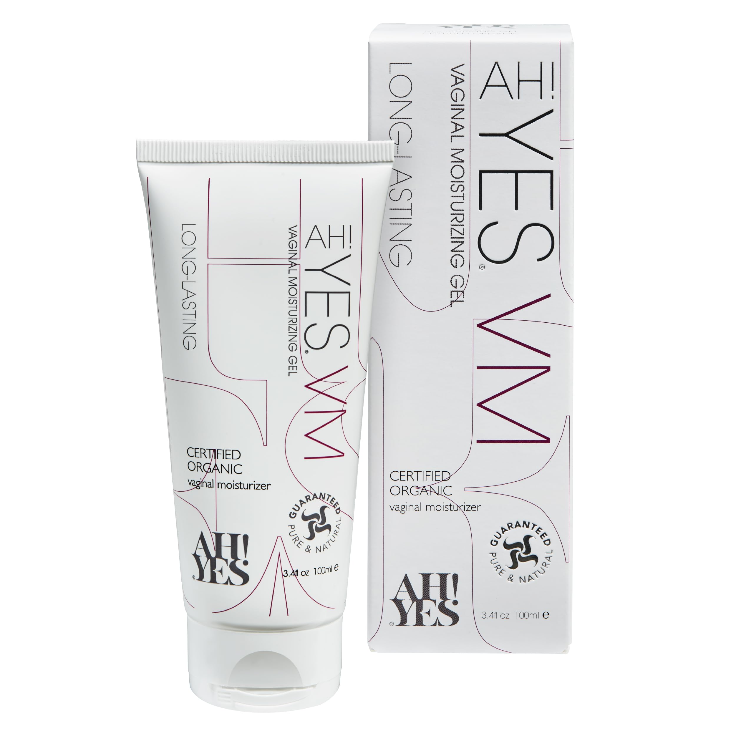 AH! YES VM bottle front view showing compact packaging for quick moisture relief.