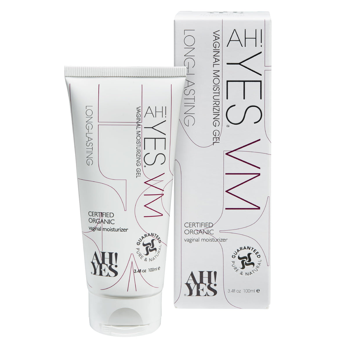 AH! YES VM bottle front view showing compact packaging for quick moisture relief.
