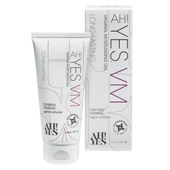 AH! YES VM bottle front view showing compact packaging for quick moisture relief.