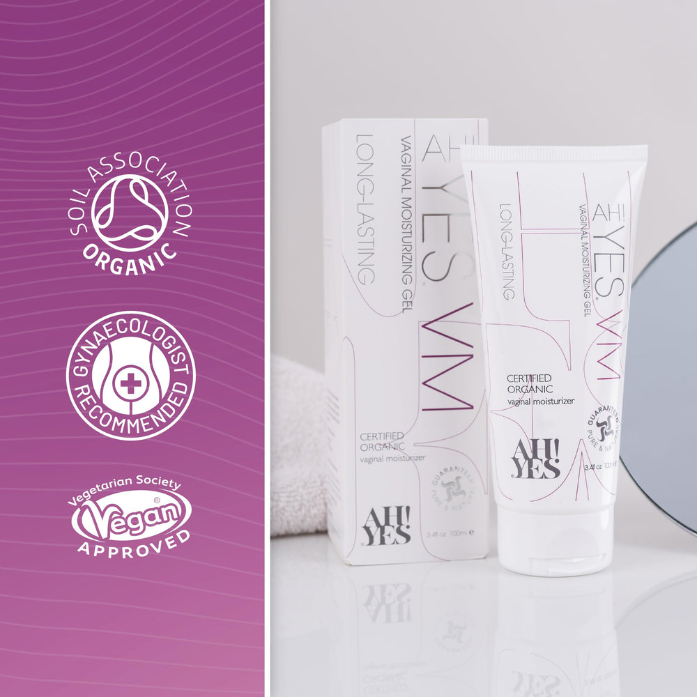 AH! YES VM gel texture swirl illustrates smooth, fast-acting hydration.