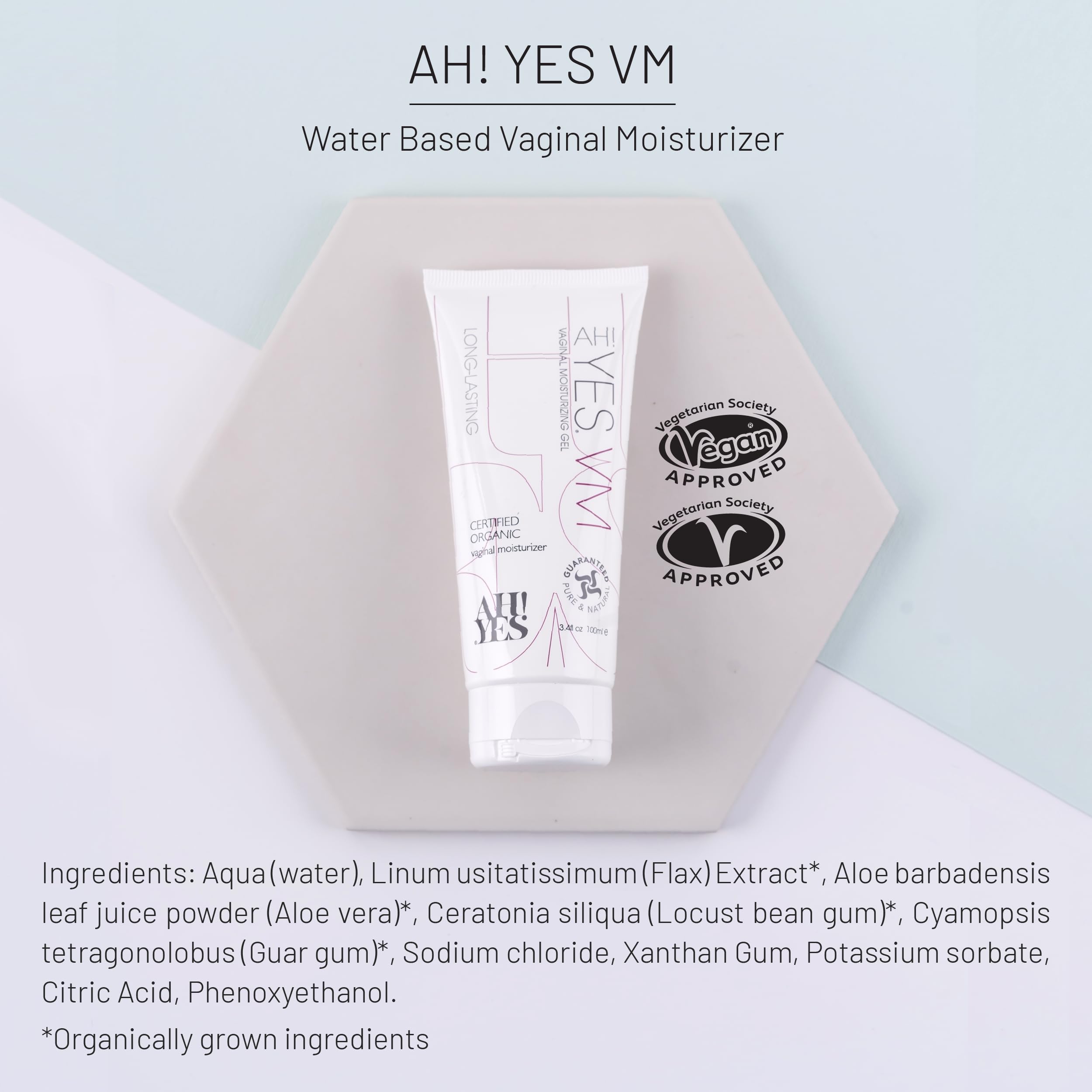 AH! VM pH-balanced chart demonstrates compatibility with vaginal tissues.