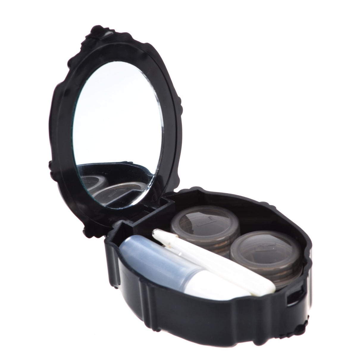 AHIER rose-design contact lens case with mirror for on-the-go use