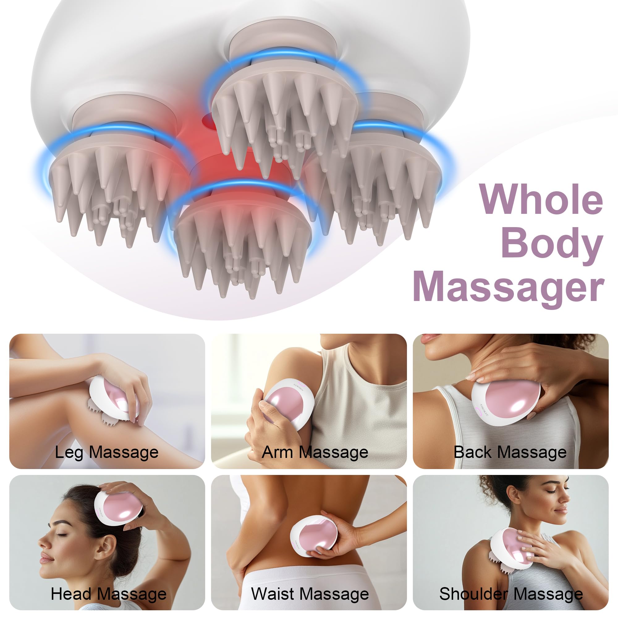 AIBOKEE massager with four hard and soft claws for varied sensations.