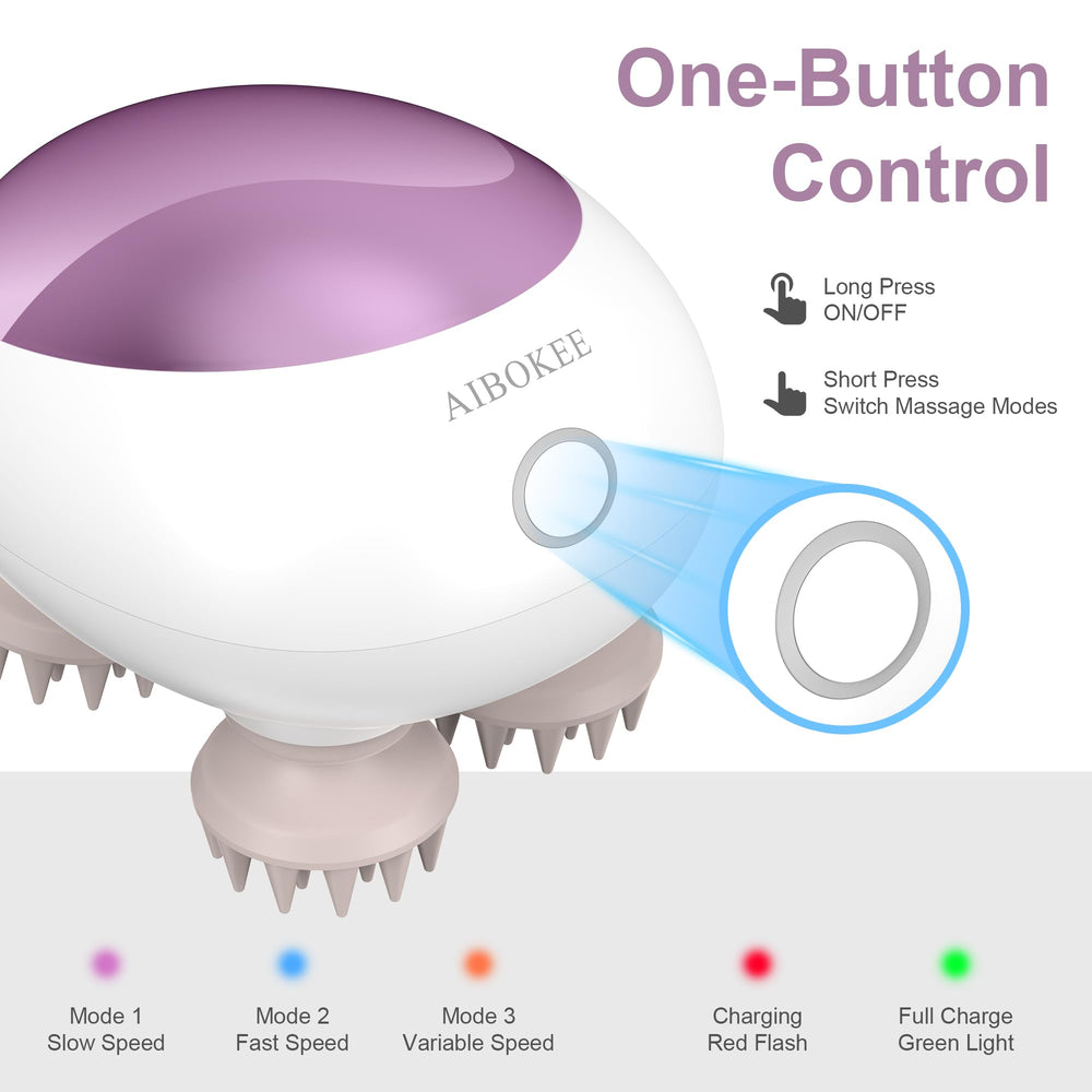 AIBOKEE scalp massager in hand, portable design for massage anytime, anywhere.
