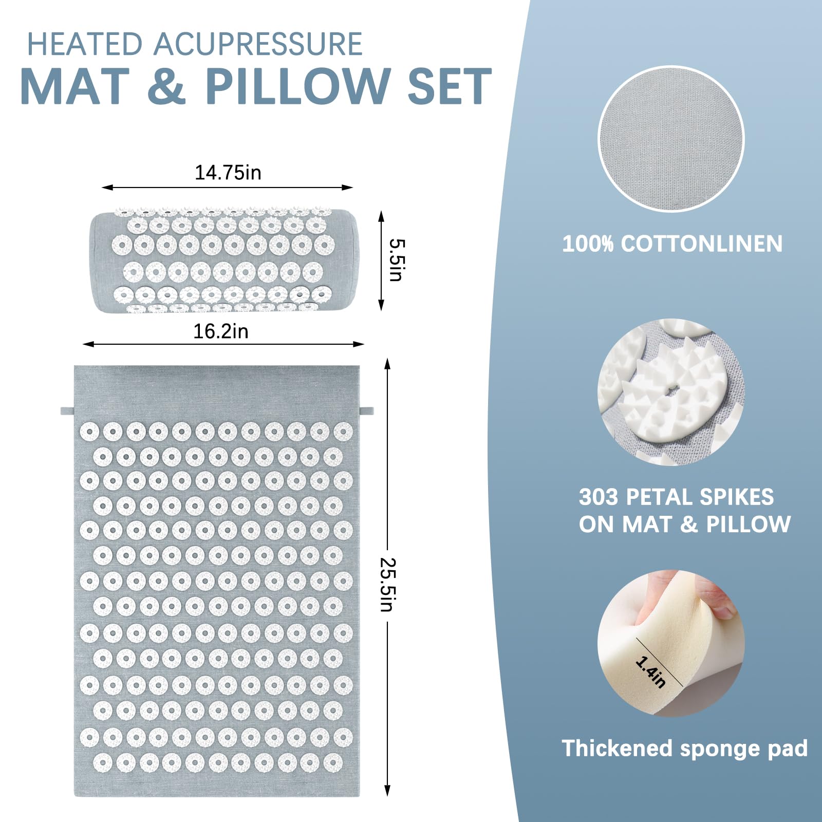 AICNLY mat on back showing wide coverage and deep stimulation.