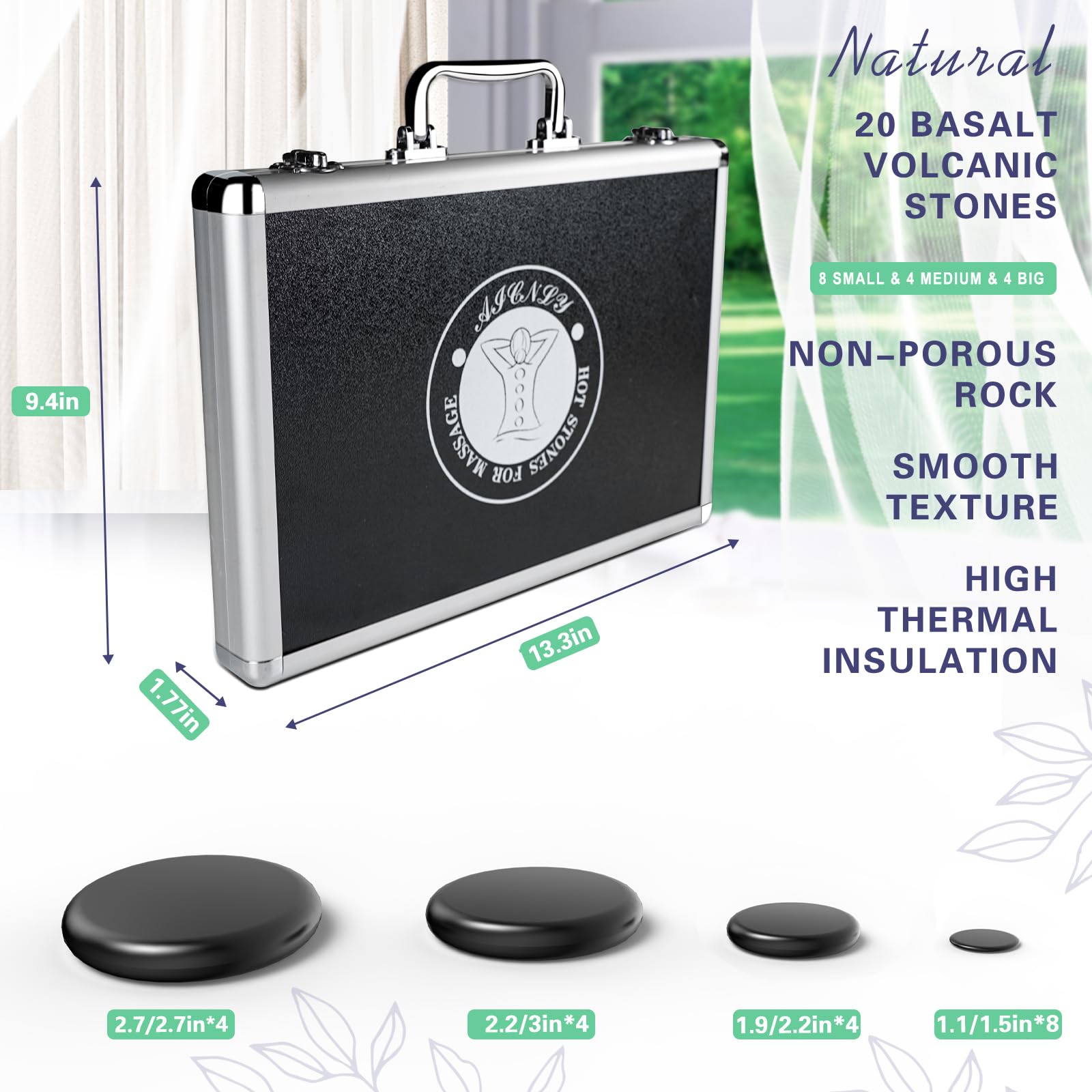 AICNLY essential oils enhance stone massage for a more relaxing experience.