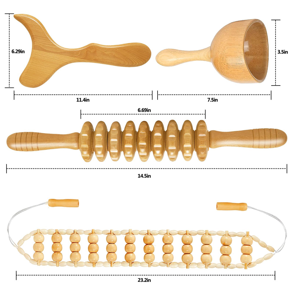 AICNLY wood therapy tools laid out for at-home sessions.