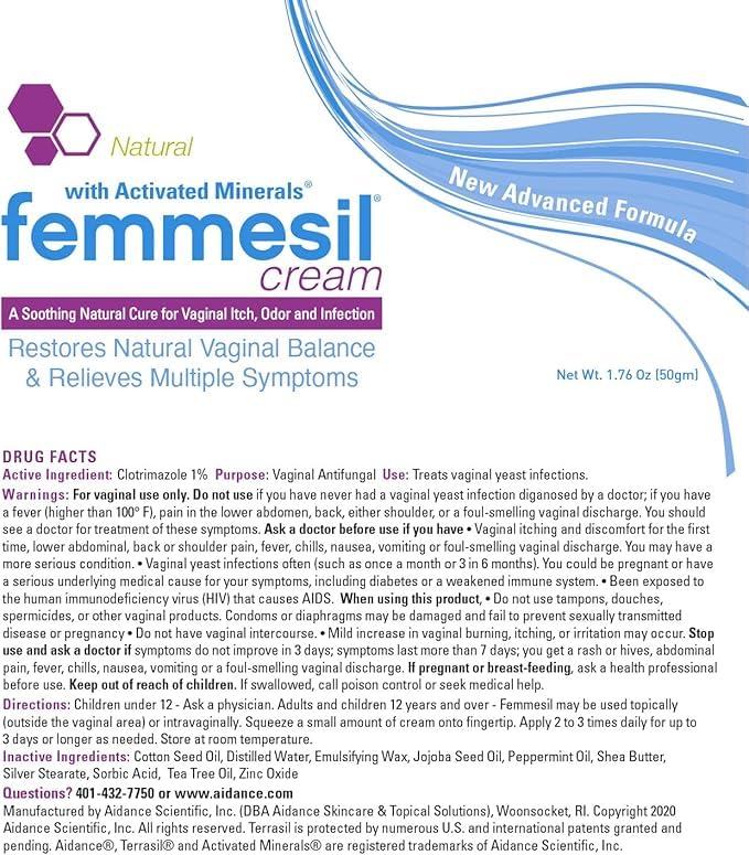Aidance Femmesil ingredients closeup featuring shea butter, cottonseed, and jojoba.