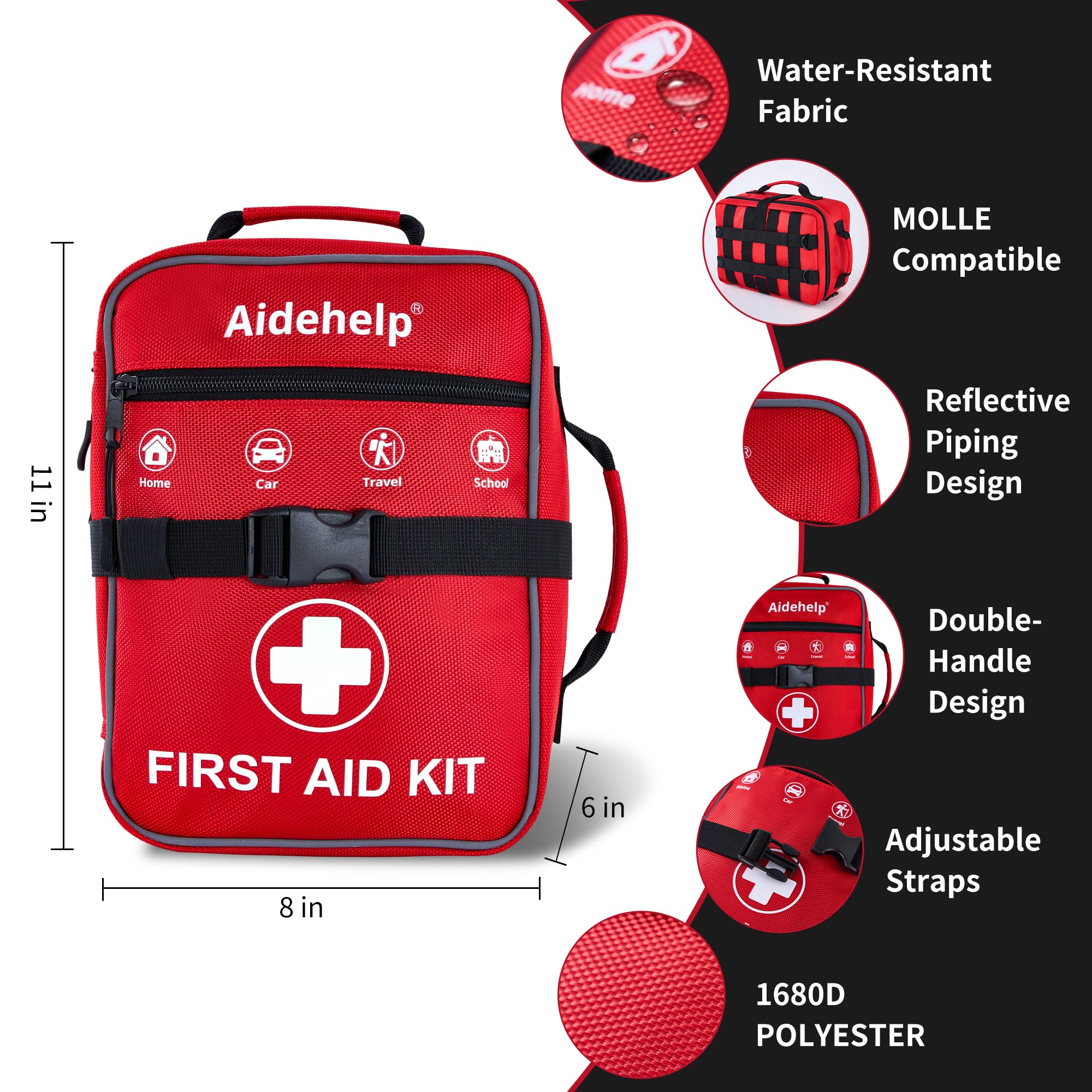 Aidehelp emergency blanket included for warmth during unexpected delays.