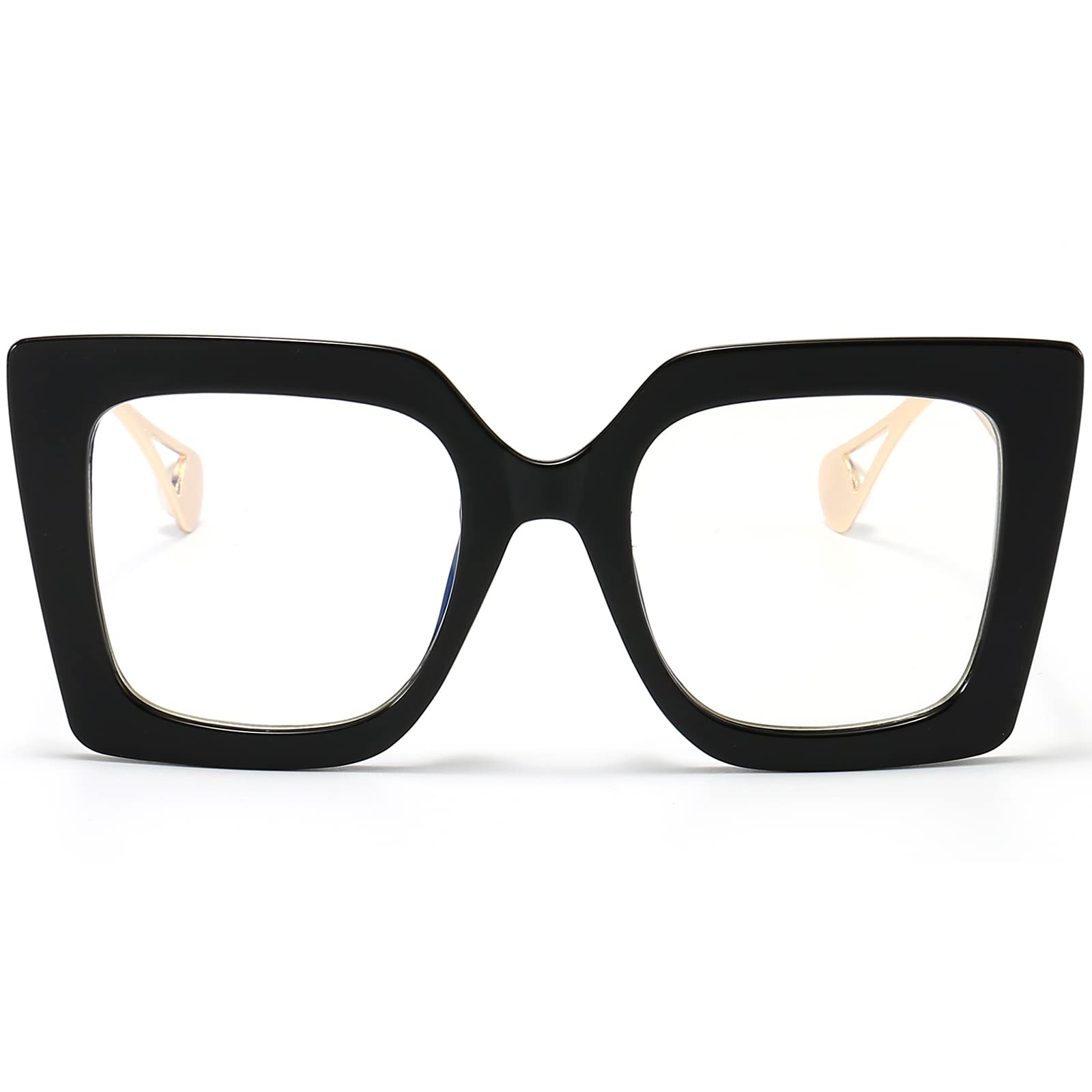 AIEYEZO oversized blue light glasses with a black frame protect eyes from blue light.