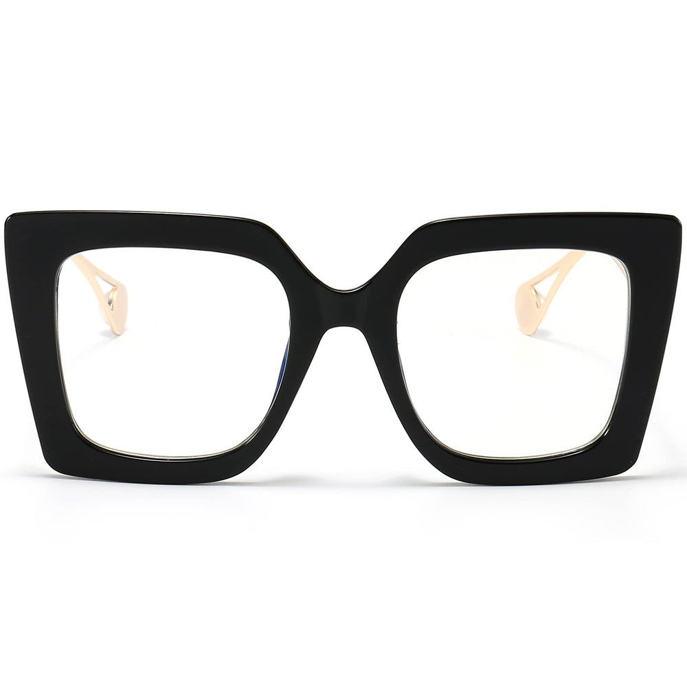 AIEYEZO oversized blue light glasses with a black frame protect eyes from blue light.