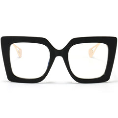 AIEYEZO oversized blue light glasses with a black frame protect eyes from blue light.
