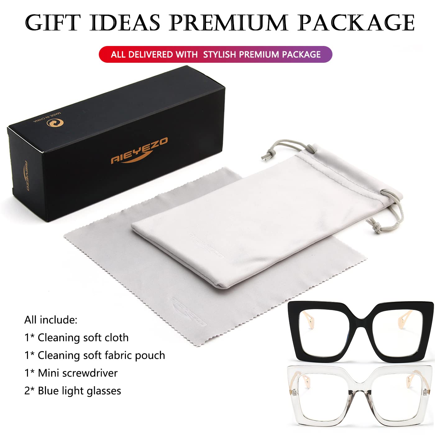 AIEYEZO oversized blue light glasses daily wear setup for comfort
