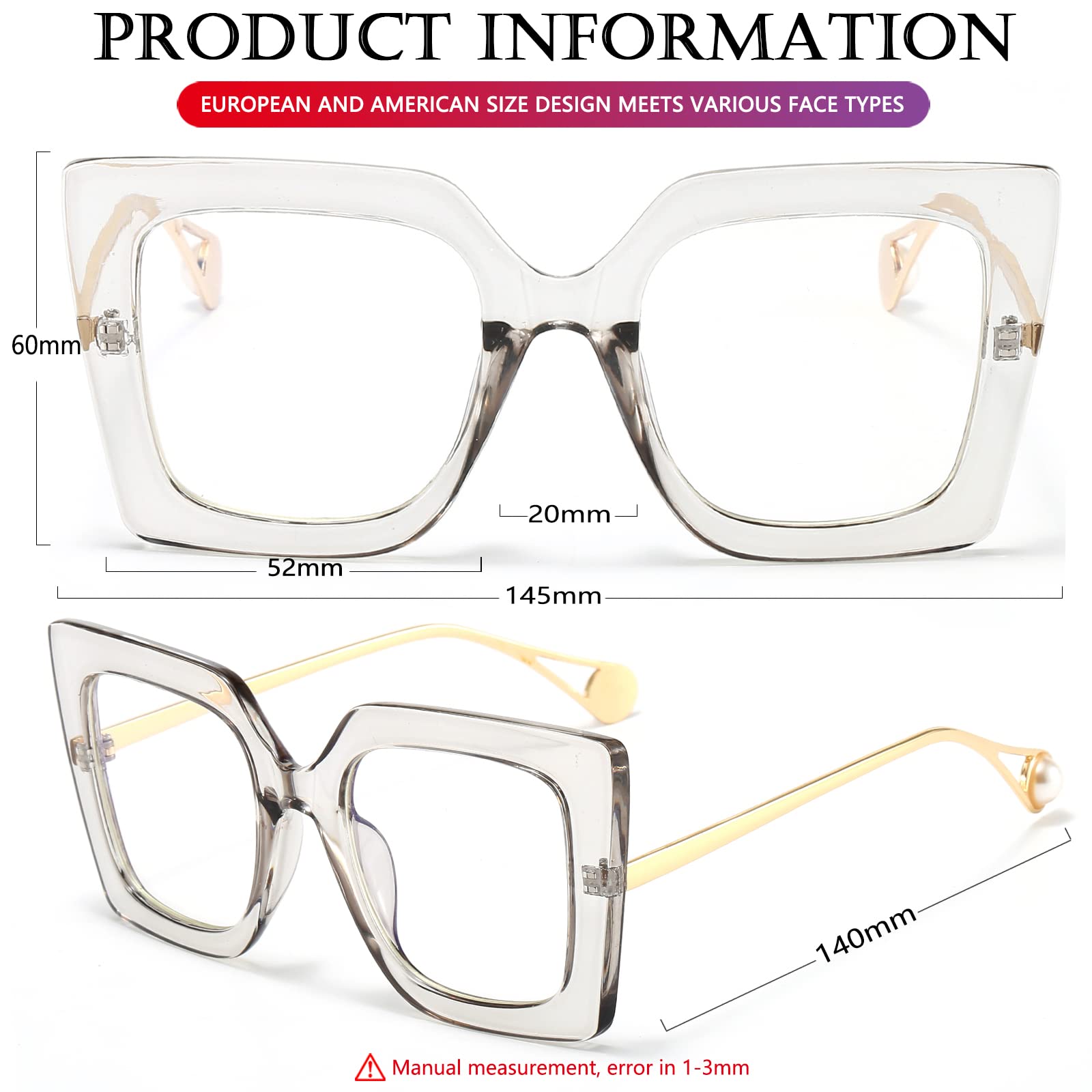 AIEYEZO oversized blue light glasses stylish accents add fashion