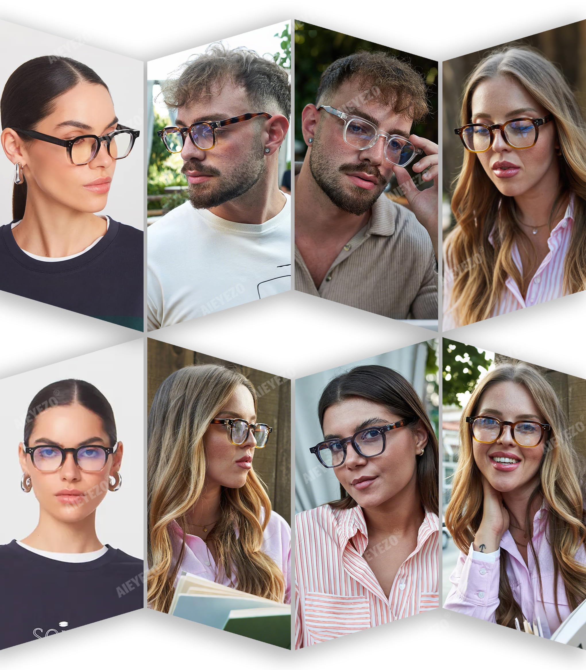 AIEYEZO retro blue light glasses tortoise square frame side view showing durable design