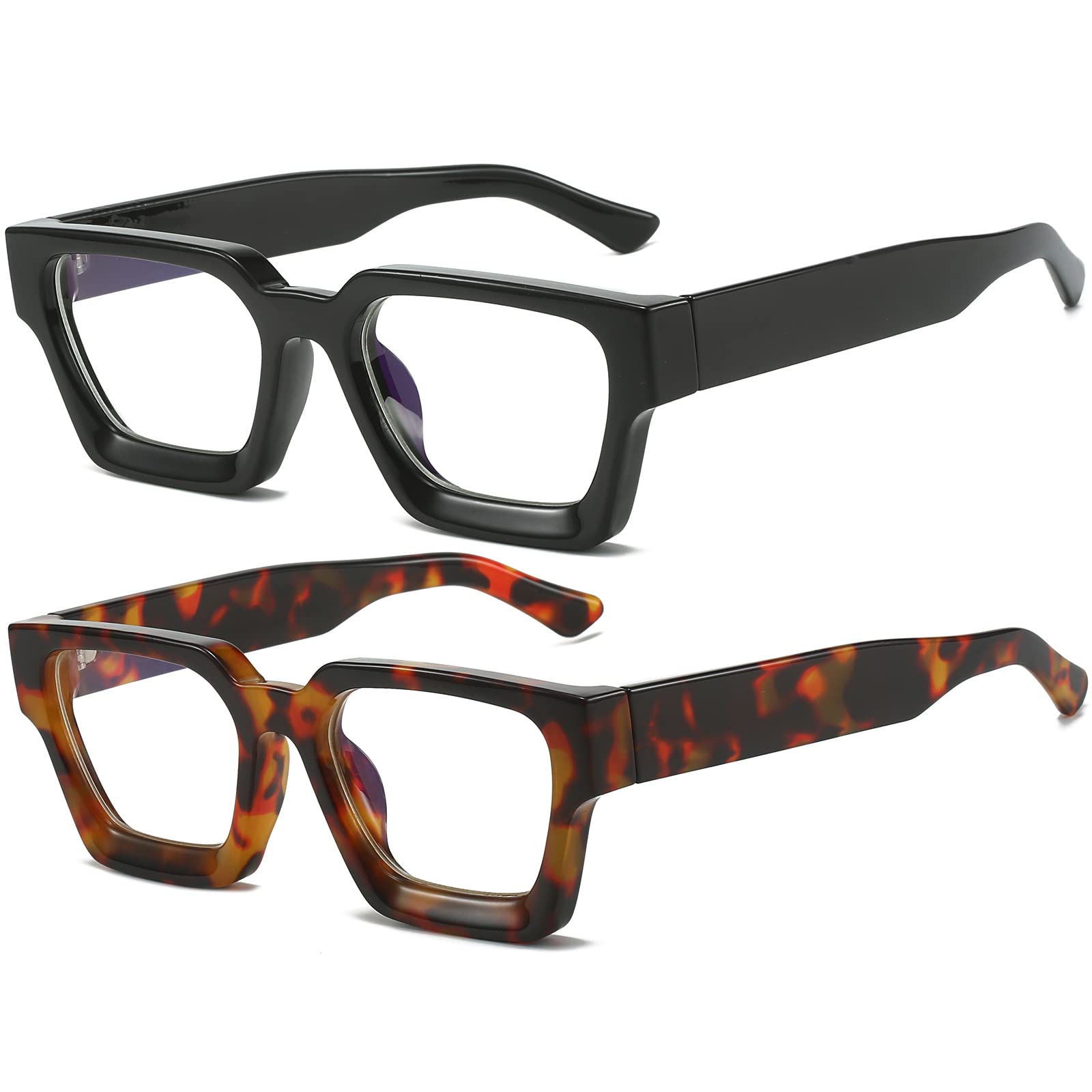 AIEYEZO square thick frame glasses in black for enhanced comfort and style.
