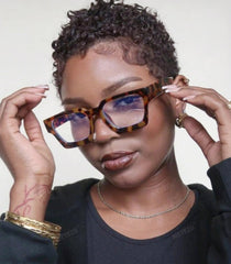 AIEYEZO square thick frame glasses in tortoise for daily wear.