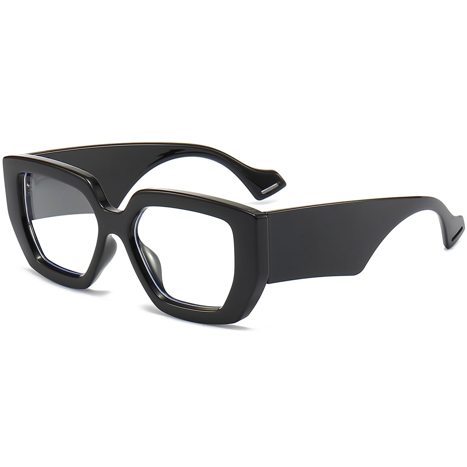 AIEYEZO thick-frame blue light glasses, front view, stylish protection for computer use