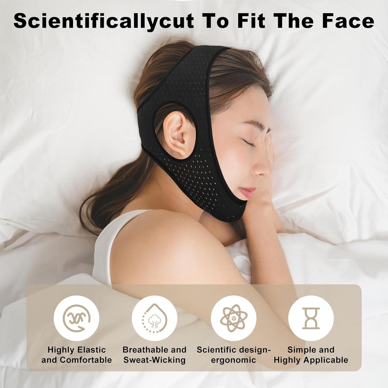 Aikaplus breathable fabric chin strap for all-night comfort