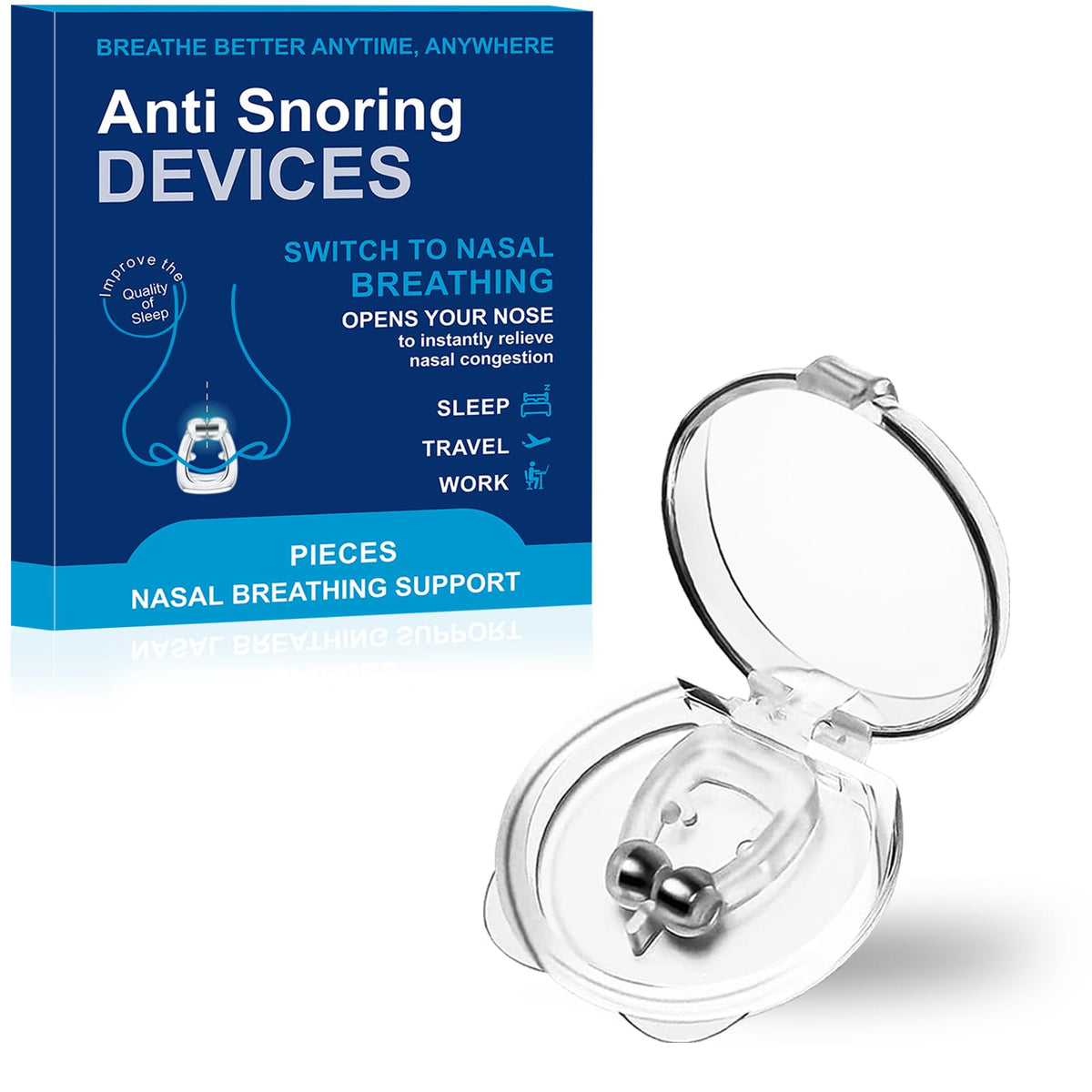 Aikaplus nasal dilators silicone close-up showing comfortable fit for nightly use.