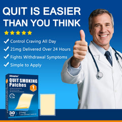Aikaplus nicotine patches 21mg close-up; thin, flexible skin-friendly design.