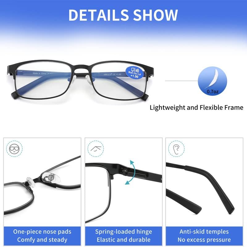 AIKLLY blue light blocking lenses reduce screen glare and eye fatigue.