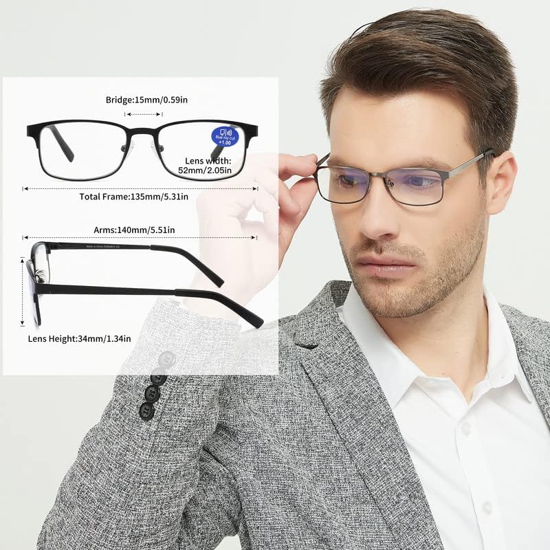 AIKLLY grey rectangle readers offer blue light blocking for screens.